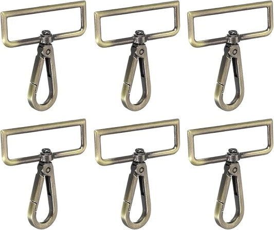 Swivel Snap Hooks, Metal D Ring Keychain Lanyard Clip Hook Lobster Clasp Claw Push Gate Clip - Fitting for(Purse Making - Sewing - DIY Crafts) 6 Pcs & 2" & Bronze Patina