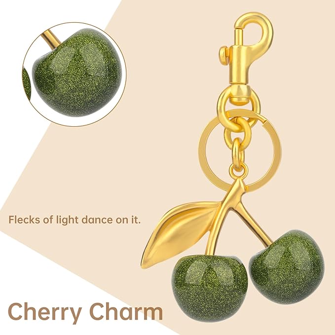 cherry bag charm, cute keychain cherry purse charms for handbags, bag accessories, gifts for women.