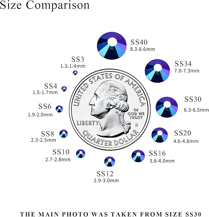 1440PCS SS4 Crystal Glass Flatback Rhinestones, Round Flat Back Crystal Gems for Nail Art and Craft Clothes, Glue Fix Diamond Stones Sapphire/Royal Blue AB (1.5-1.7mm)