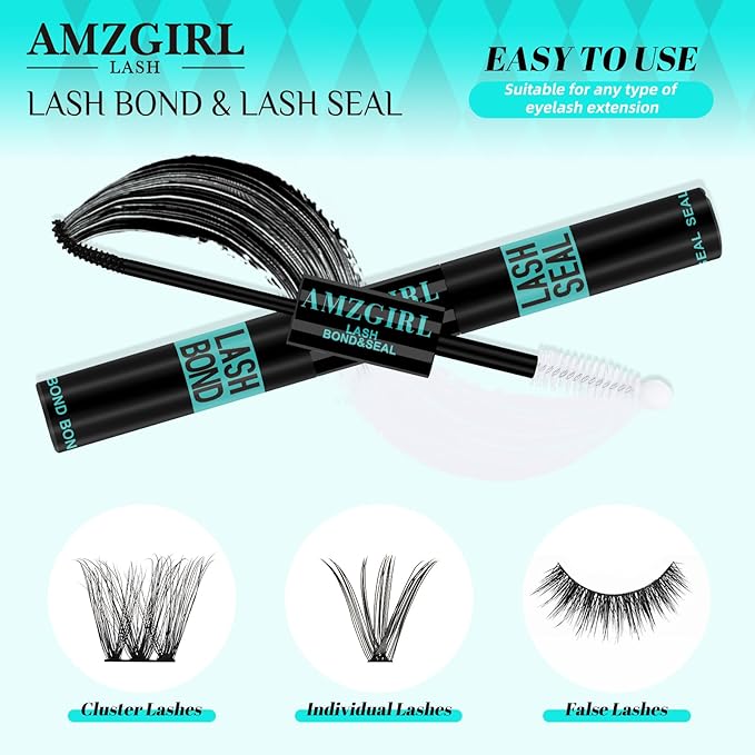 Lash Bond and Seal,Lash Glue for Eyelash Extensions,Eyelashes Clusters Lash Bond and Seal Waterproof 10ml,2 in 1 Eyelash Bond and Seal Long Lasting,Bond and Seal Lash Extensions Strong Hold