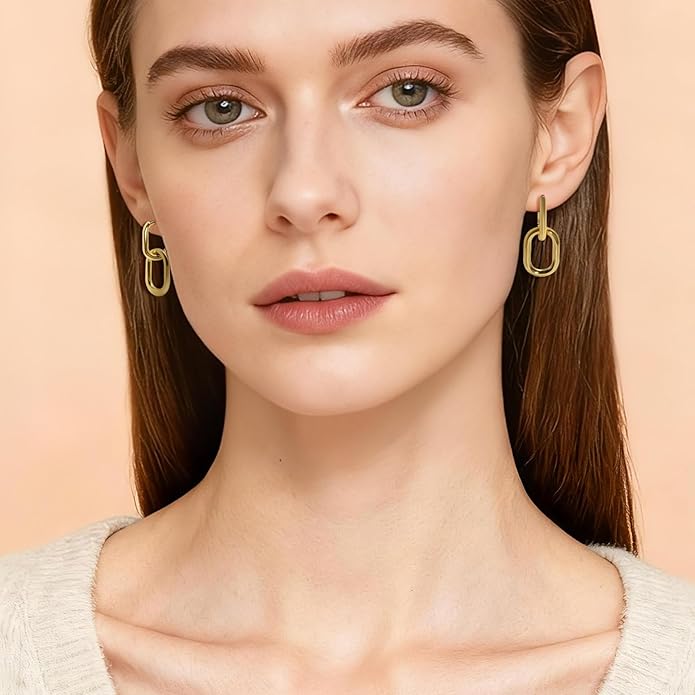 Gold Earrings for Women Trendy, Chunky Gold Huggie Stud Hoop Hypoallergenic Earrings, Jewelry Gifts for Best Friend