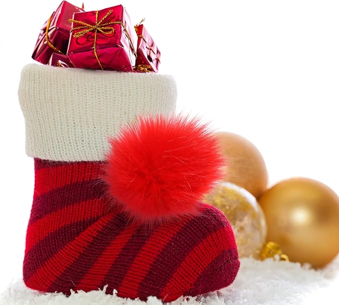 Tatuo 16 Pcs Faux Fur Pom Poms for Hat 4 Inches Large Fluffy Pom Balls for Crafts Knitting Beanies Shoes Scarves Bag Pompoms Keychain Charms Winter DIY Accessories (Red)