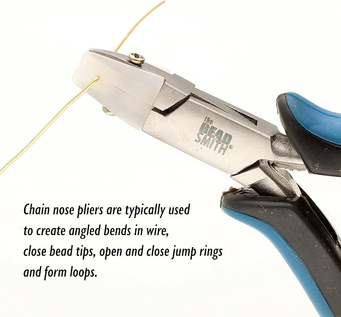 The Beadsmith Chain Nose Nylon Jaw Pliers – 5 inches (127mm) – Ergonomic Handle, Double Leaf Springs – Includes Replacement Heads – Jewelry Making Tool for Creating Bracelets, Earrings & Necklaces