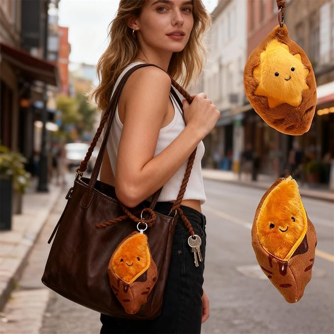 Cute Sweet Potato Plush Keychain - Inspirational Soft Pendant Key Ring for Backpacks/Keys, Heartwarming Gift for All Ages