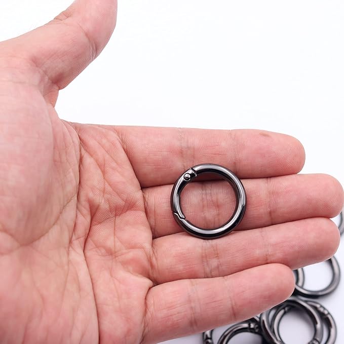20pcs Trigger Spring O Rings Round Carabiner Clip Snap for Keyrings Buckle, Bags,Purses (Gun Black, 3/4 inch)