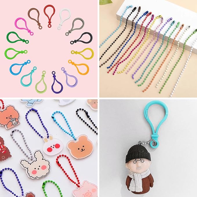 SourceTon 100Pcs Plastic Snap Clasps + 50Pcs Metal Ball Chains Kit | Adjustable Jewelry Connectors, Keychain Hooks, Backpack Clips | Assorted Colors for DIY Crafting