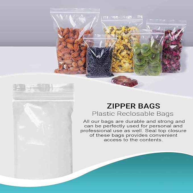 APQ Clear Plastic Reclosable Zipper Bags, 5 x 7 Inches. Pack of 1000 Reclosable Plastic Bags with Zipper Closure. 2 Mil Plastic Jewelry Bags. Waterproof Reclosable Zip Bags for Industrial Use