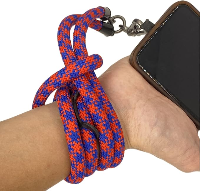Cell Phone Lanyard Crossbody Rope Around the Neck Wrist Strap for Most Smartphone Case Headset Keychain Offices ID - Red/Blue