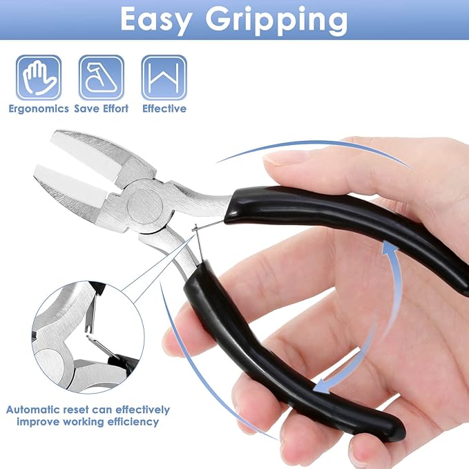 Billbotk Nylon Jaw Pliers for Jewelry Making - Flat Nose, Soft Jaw Pliers for Chain Making