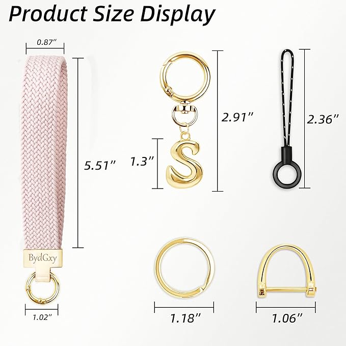 Stretchy Wristlet Initial Keychain, Key Chains Women Cute with Keyring, Llaveros para Mujer, Car Key Accessories