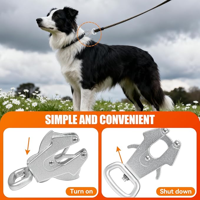 2 Pcs Frog Clip Dog Leash Buckle for Linking Pet Collar Supplies 360 Degree Swivel Heavy-Duty Quick Release Clasp Keychain Tactical (Small (Square) Silver)
