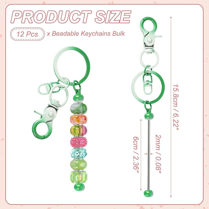 uxcell Beadable Keychain, Keychain Making Supplies, Blank Bead Metal Chain Bars for DIY Crafts Jewelry Making Gift