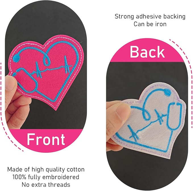 WILDREEDS 9 Pieces Nurse's Day Iron on Patches, Cartoon Anime Pill Heart Syringe Medical Nursing Embroidered Nurse Patch for Clothing, T-Shirt, Backpacks, Hats, Jeans, Jackets