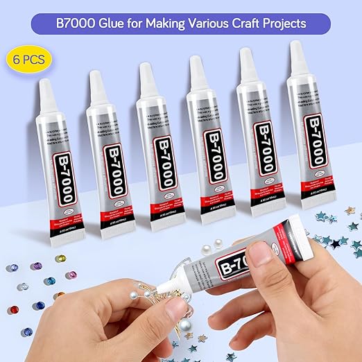 6PCS Jewelry Glue - 15ML/0.5fl oz Clear DIY Craft Glue for Rhinestones, Waterproof Strong Bond Adhesive for Phone Repair, Nail Art, Shoes, Fabric, Metal, Glass