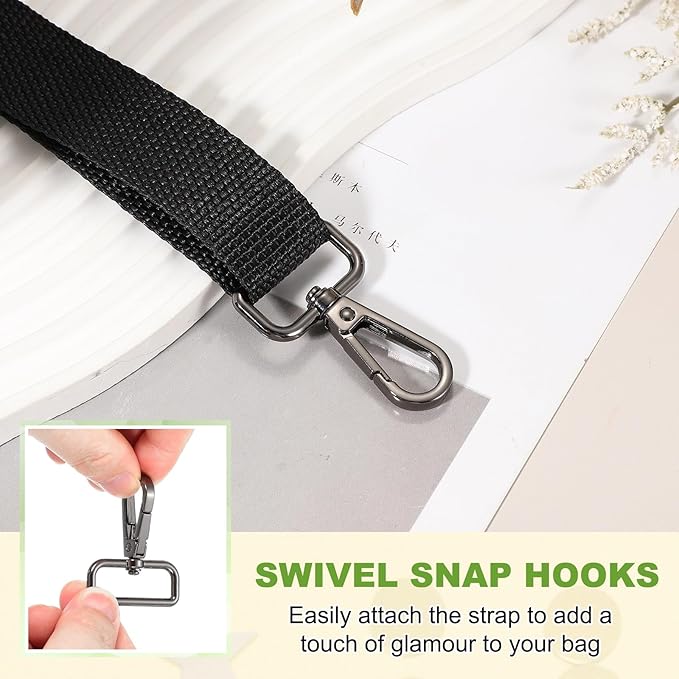 Swivel Snap Hooks, Metal D Ring Keychain Lanyard Clip Hook Lobster Clasp Claw Push Gate Clip - Fitting for(Purse Making - Sewing - DIY Crafts) 6 Pcs & 2" & Graphite Black