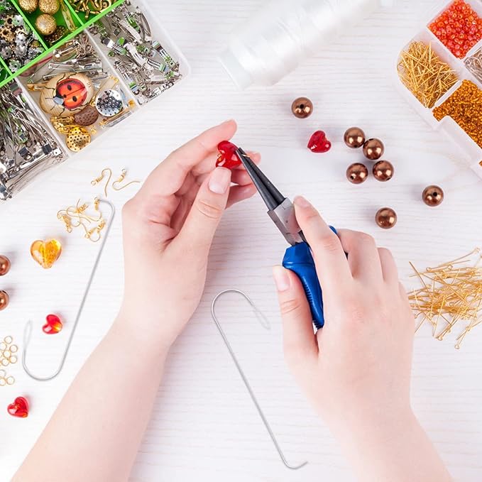 Big Eye Beading pin with Handle, 5.3 "Stainless Steel Beading pin is Used for Bead Rotating Machine, Plastic Loose Beads, Glass Beads, DIY Handmade Beading Bracelet,Necklace Decorations (2 Pieces)