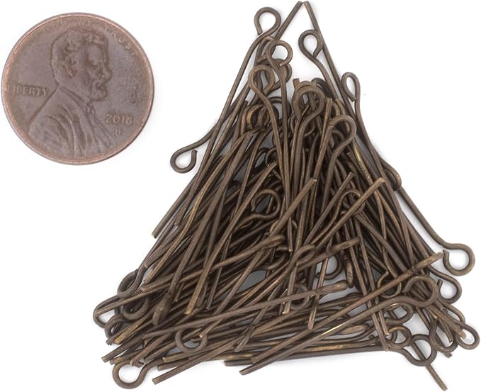 The Bead Chest Antiqued Brass 21 Gauge 1 Inch Eye Pins (Approx 100 Pieces)
