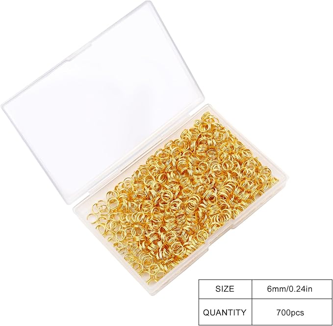 700Pcs Split Rings,Double Loop Jump Ring Sets Split Jump Rings for Jewelry Making,Small O Key Ring Earring Necklace Bracelet Connector for DIY Crafts Making Findings (Gold,6mm)