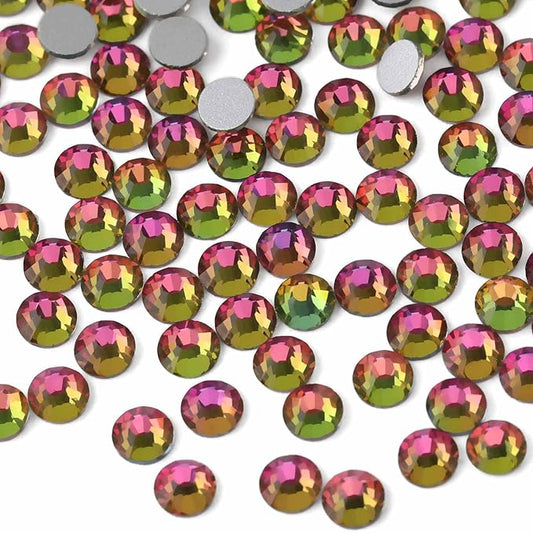Beadsland 2880pcs Flat Back Crystal Rhinestones Round Gems for Nail Art and Craft Glue Fix, Rainbow,SS4,1.5-1.7mm