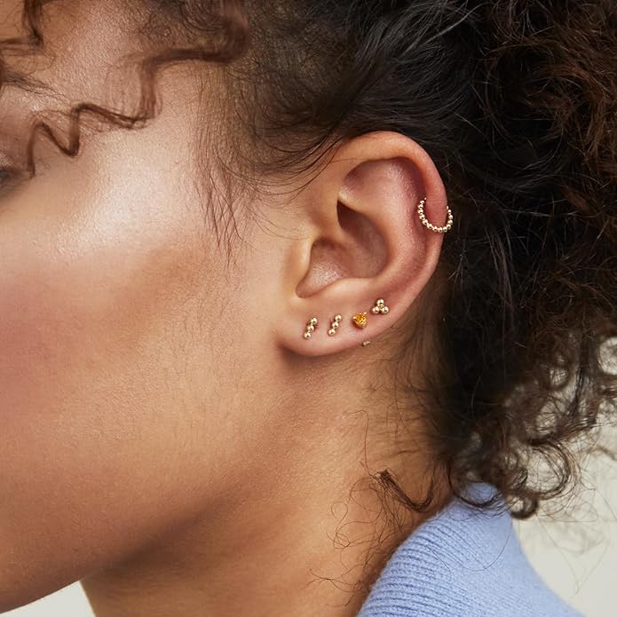 Freekiss 3 Pairs Gold Hoop Earrings Set: Dainty Stud Earrings Trendy Small 14K Gold Plated Hypoallergenic Dangle Cartilage Huggie Hoop Earrings for Women Gold Jewelry for Women Gifts