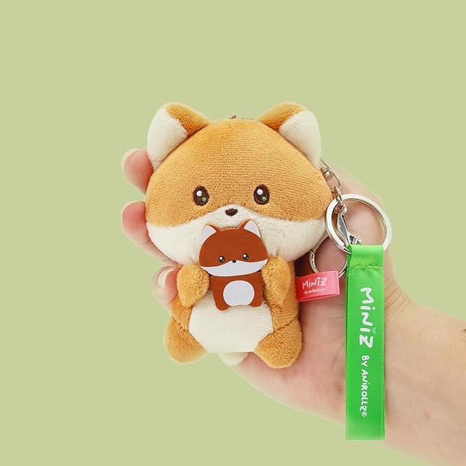 Anirollz Miniz Plush Charm Cute Stuffed Animal Keychain Kawaii Mini Bag Accessory Collectible Pocket Toy for Kids & Adults