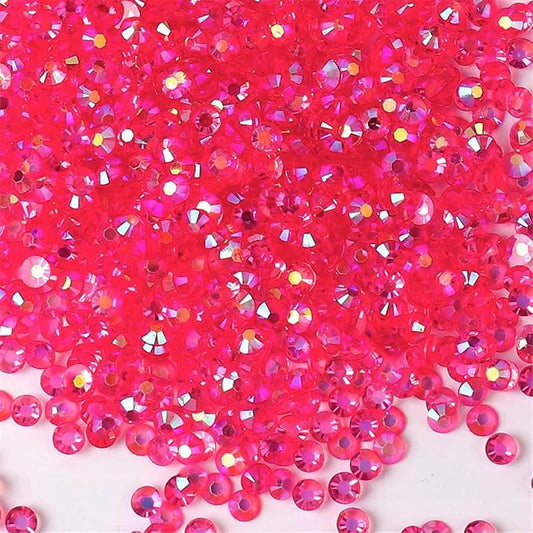 3000 Pieces SS12 3mm Flatback Rhinestones AB Clear Round Gems Crystals for Nail Art DIY Crafts Clothes Shoes Bags （Transparent Light Rose Red AB）