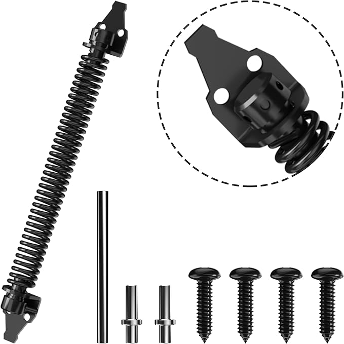 14" Gate Spring Self Closing Heavy Duty Outdoor Door Spring Automatic Gate Closer, Adjustable for Wooden and Vinyl Fence, Black,4 Pack