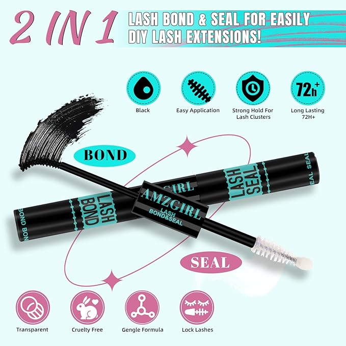 Lash Clusters Kit 320Pcs, 90D DIY Individual Eyelashes Extension With Bond, Seal, Remover, Applicator Tool for False Cluster At Home (D-Mix10-16mm)
