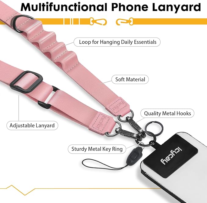 Phone Lanyard Crossbody, Cell Phone Strap for Around The Neck Adjustable, Cute Lanyard for iPhone Case ID Holder Keys Accessories Travel Essential