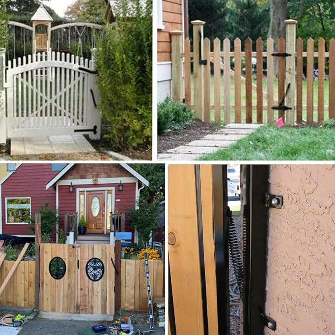 13 inch Self Closing Gate Door Spring Hardware for Wooden and Vinyl Fence with Adjustable Tool,Steel,Black