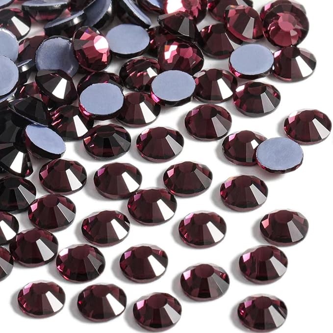 Beadsland Hotfix Rhinestones, 2880pcs Flatback Crystal Rhinestones for Crafts Clothes DIY Decorations, Amethyst, SS10, 2.7-2.9mm