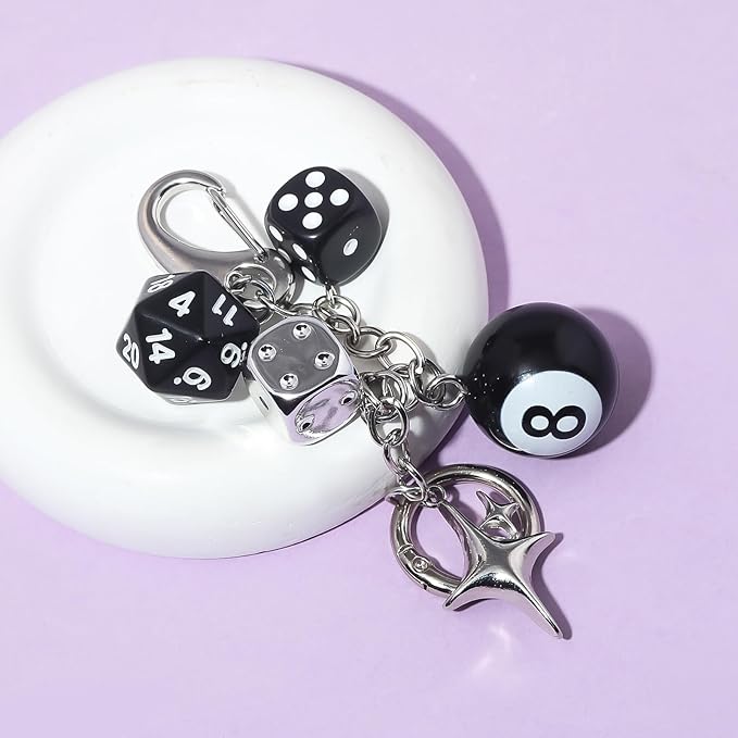 FunBoat Magic 8 Ball Cute Dice Charm Keychain Cute Backpack Purse Bag Hangings Accessories, Y2k Key Chain Gift Aesthetic