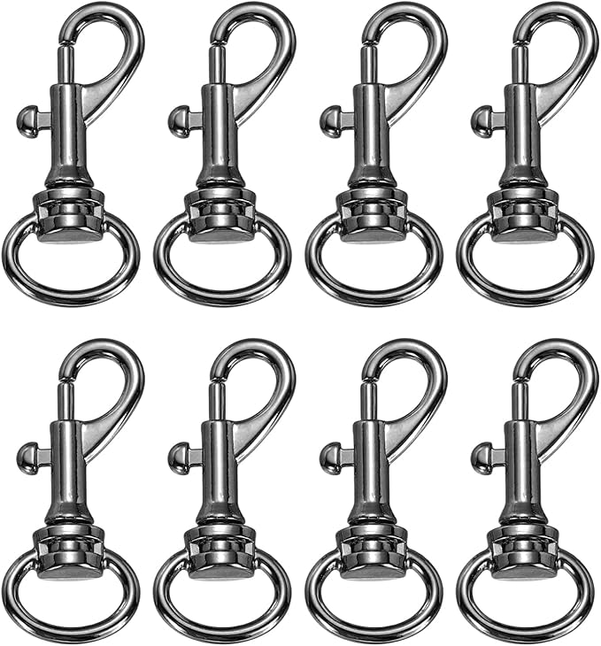 PATIKIL Swivel Eye Bolt Snap Hook 8pcs Single Ended Flag Bolt Snap Clips Metal Hook Trigger Clips for Key Chain Diving Pet Leash Clothes Line, Black