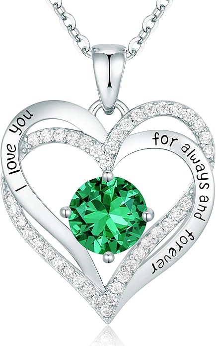 CDE Forever Love Heart Necklaces for Women, Wedding Anniversary, Birthday Mothers Day Christmas Day Gifts for Mom, Mother, Wife, friend, S925 Silver Jewelry with Birthstone Pendant