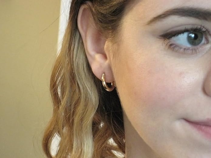 14K Yellow Gold Classic Real Hoop Earrings, (3mm Thick Tube)