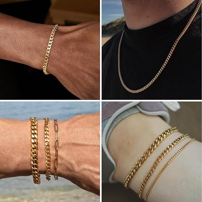 16.5FT Gold Cuban Chain Roll 4.3MM 18K Gold Plated Diamond-Cut Curb Link Chains Spool Bulk for DIY Crafts Jewelry Making