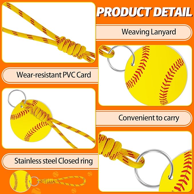 Eyourlife 6Pcs Braiding lanyard keychain With 2.75 in Name Id and DIY Pocket Hug Card For boys Sports enthusiast Team Gift