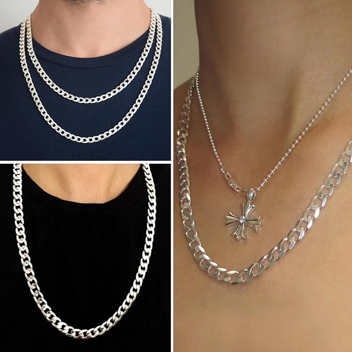 16.5 Ft Stainless Steel Curb Chains, 5mm 6mm 7mm 9mm Cuban Chain Roll Bulk for Jewelry Making