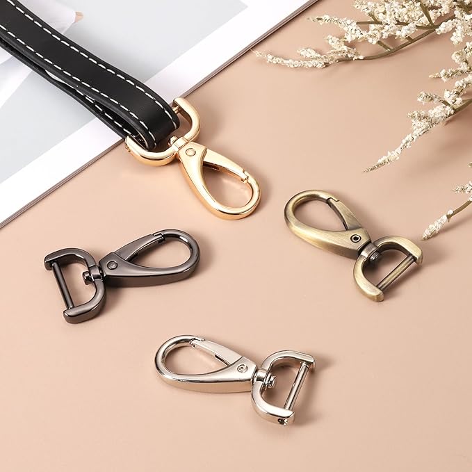 HARFINGTON 4pcs Detachable Snap Hook Swivel Clasp 1 1/4" (32mm) Zinc Alloy Lobster Claw Clasp for Keychain Lanyard Purse DIY Purse Strap, Gun Black