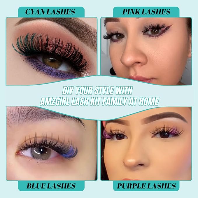 Lash Clusters Kit 320Pcs,40D Eyelash Extension Kit,Lash Bond and Seal Waterproof,Lash Remover for Colorful Individual Cluster Lashes Kit,Lash Applicator Tool for DIY Lash Extension Kit(D-Mix9-16mmKit)