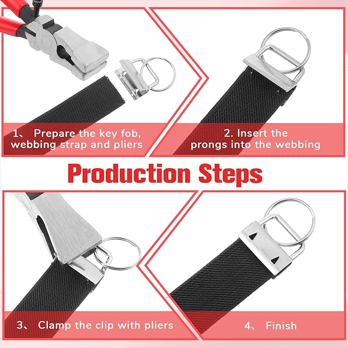 40 Pcs Key Fob Hardware, 1 Inch Keychain Hardware with Key Fob Pliers Keyfob Hardware Kit for Wristlet, Crafts, Lanyard, Key Chain Making Supplies