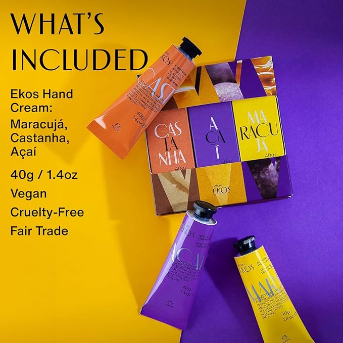 Natura - Valentine's Day Hand Cream Gift Set – 3-Pack Vegan Hand Balm – Hydrating Brazilian Beauty Skincare with Passion Fruit, Brazil Nut & Açaí – Fast-Absorbing Hand Care - ($45 value)