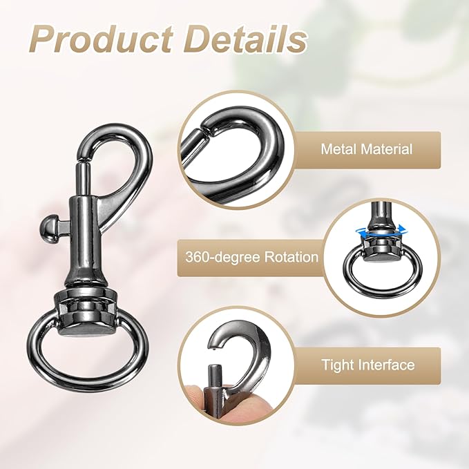 PATIKIL Swivel Eye Bolt Snap Hook 8pcs Single Ended Flag Bolt Snap Clips Metal Hook Trigger Clips for Key Chain Diving Pet Leash Clothes Line, Black