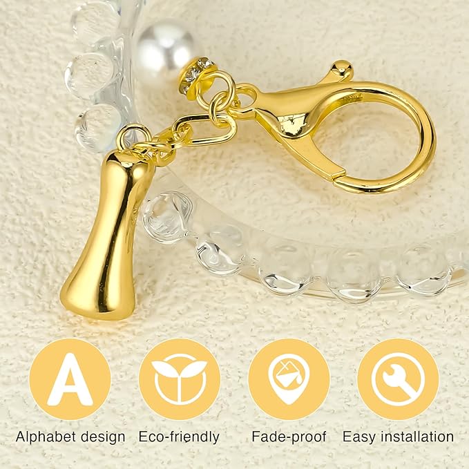 VICKHU Gold Plated Bubble Initial Letter Cute Keychain for Women Car Key Purse Decorative Keyring Handbag Charms Fashion
