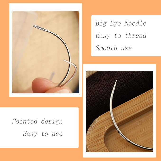50 PCS Curved Needles, Sewing Needles, Leather and Weaving Needles for Carpet Leather Canvas Repairing, Blocking Knitting, Modelling and Crafts