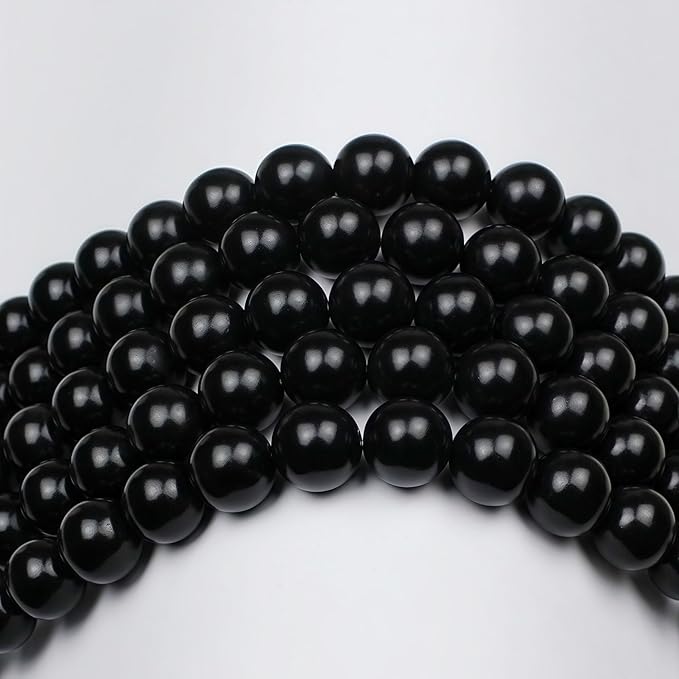 MJDCB Real Stone Beads Natural Matte Black Onyx Agate Round Loose Bead for Jewelry Making DIY Bracelet Necklace(8mm)