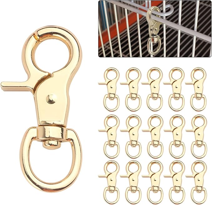 HOSUKKO 15PCS Trigger Snap Hooks, 360 Degree Heavy Duty Snaps Swivel Lobster Clasps,Stainless Steel Swivel Claw Clips for Pet Cages,Dog Leash,Camera Straps,Snap Hook Purse