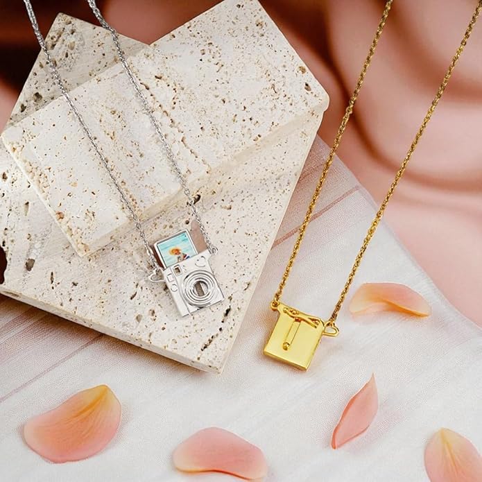 Personalized Stylish Mini Camera Necklace, Custom Picture Locket Pendant Necklace,Memorial Jewelry Gift for Photography Lovers