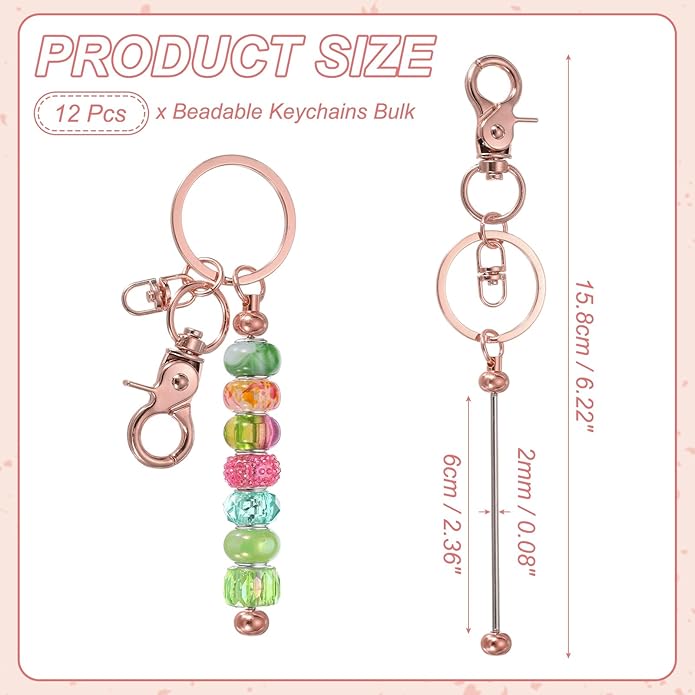 uxcell Beadable Keychain, Keychain Making Supplies, Blank Bead Metal Chain Bars for DIY Crafts Jewelry Making Gift