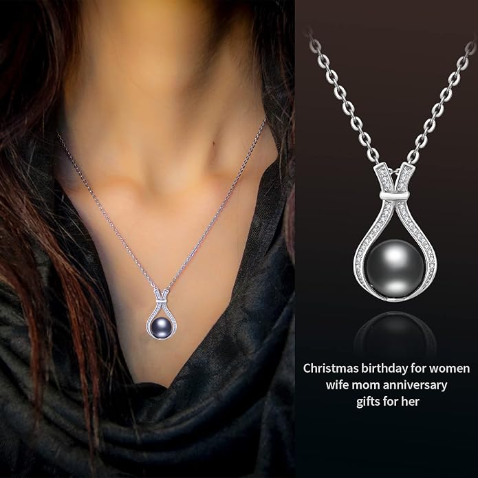 NONNYL Gifts for Wife-Wedding-Anniversary-Tahitian-Black-Pearl-Necklace for Women Birthday -Jewelry for Her Girlfriend Valentines Day Mothers Day -Gifts for Mom Anniversary Christmas for Her